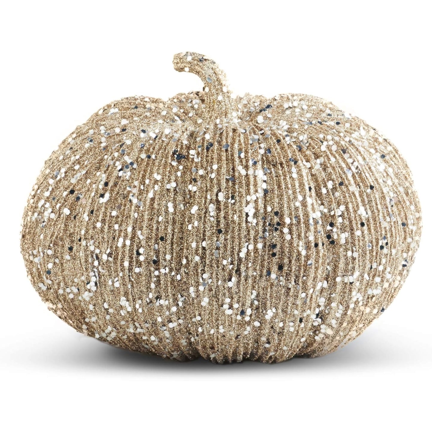 K&K Interiors Champagne Glitter Pumpkin Display Piece Home Decoration 6 x 8 inch