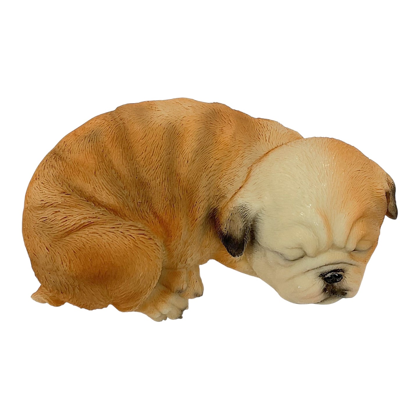 Brown and White Bulldog Sleeping Dog Pet Figurine Home Decoration 7 inch