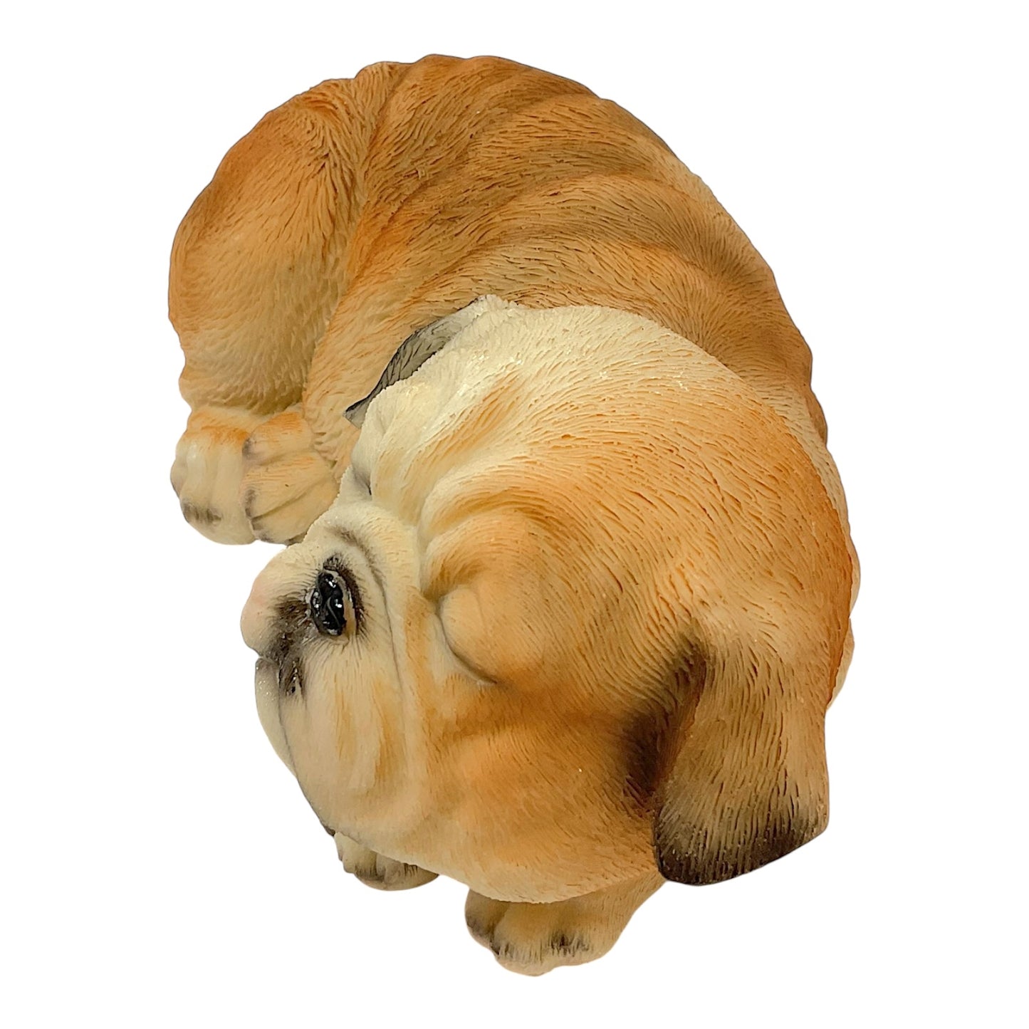 Brown and White Bulldog Sleeping Dog Pet Figurine Home Decoration 7 inch