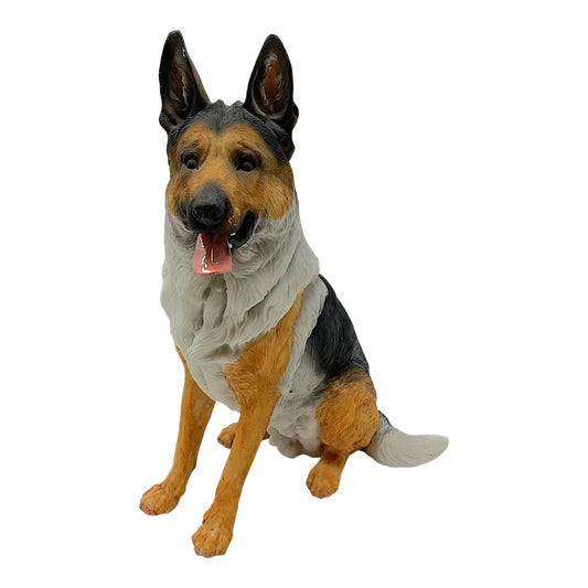 Sitting German Shepherd Panda Color Dog Pet Home Decor Figurine 8.75 inch