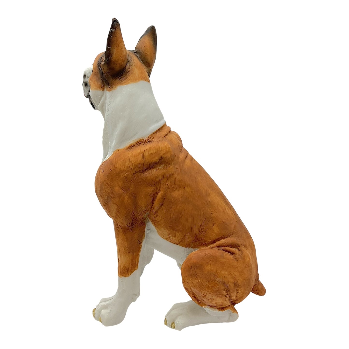 Sitting Fawn Boxer with Tongue Out Dog Pet Home Decoration Resin Figurine 8 inch