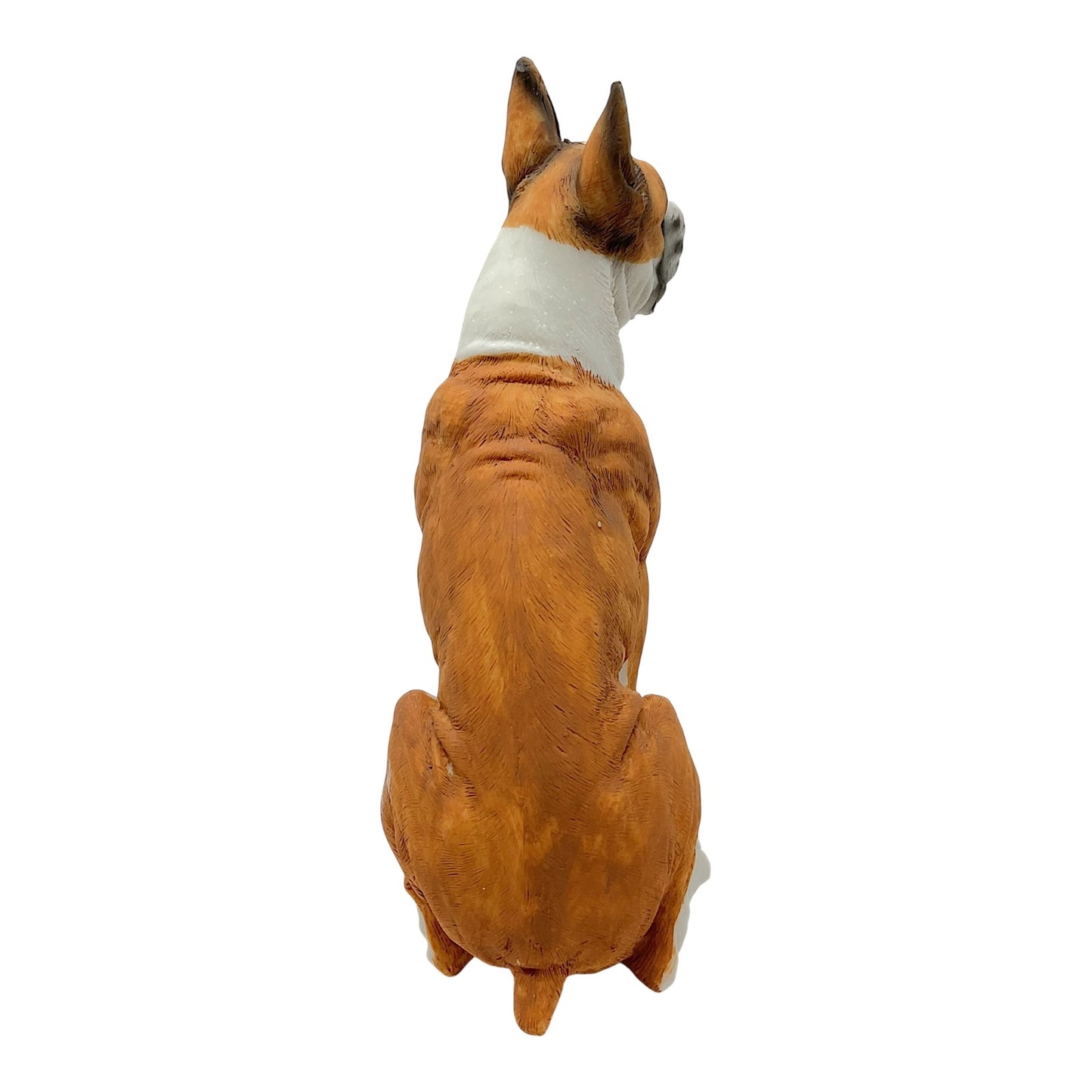 Sitting Fawn Boxer with Tongue Out Dog Pet Home Decoration Resin Figurine 8 inch