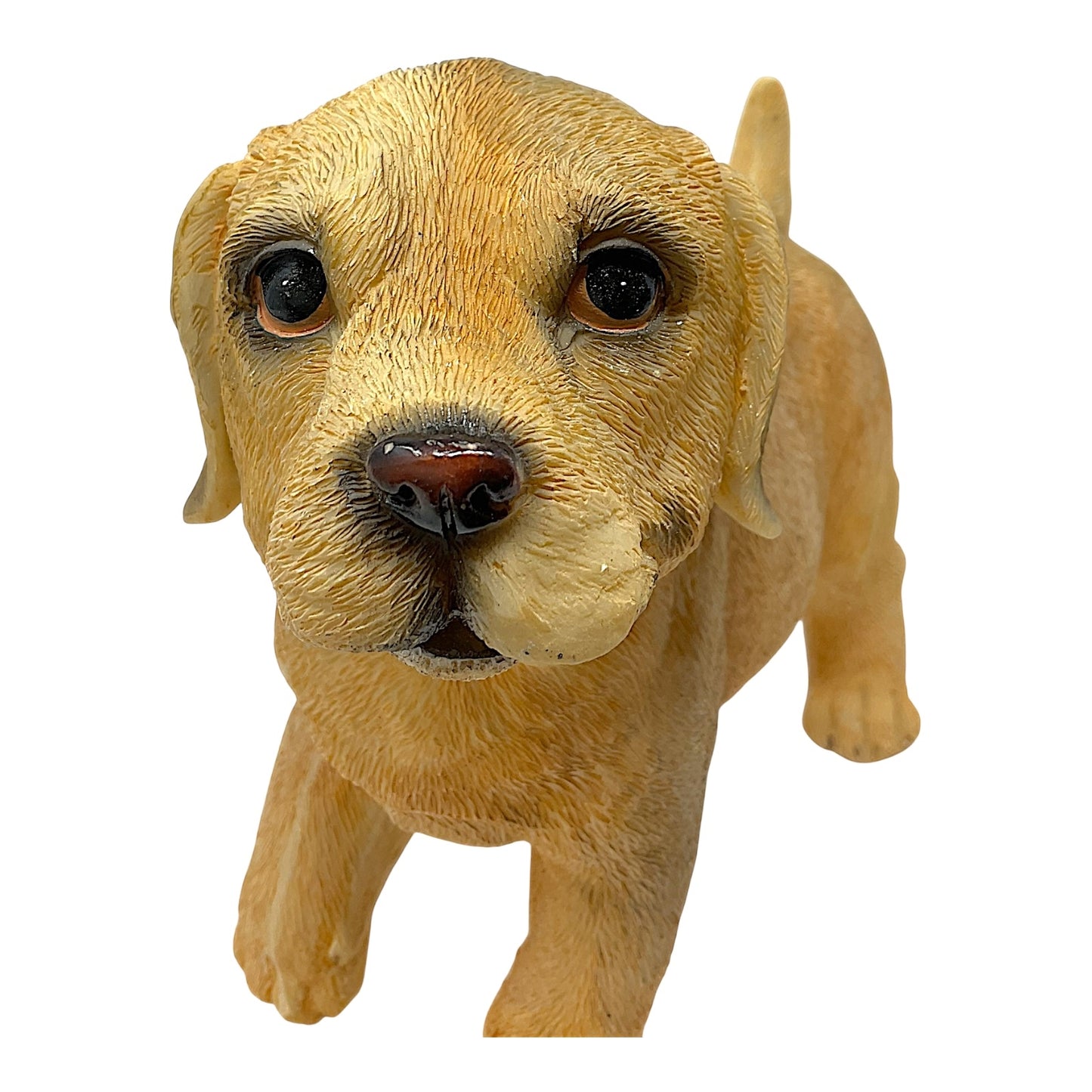 Yellow Labrador Retriever Puppy with Paw Up Dog Pet Resin Figurine Lab 9.25 inches Long
