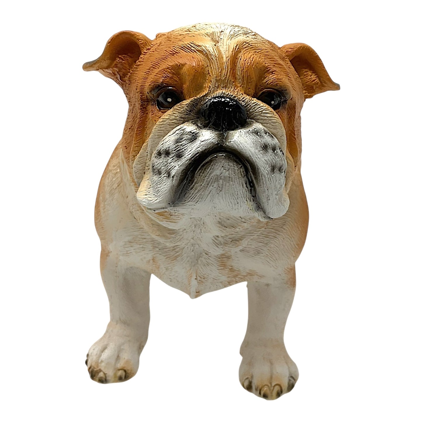 Fawn and White Standing Bulldog Dog Pet Resin Figurine 8 inches Long