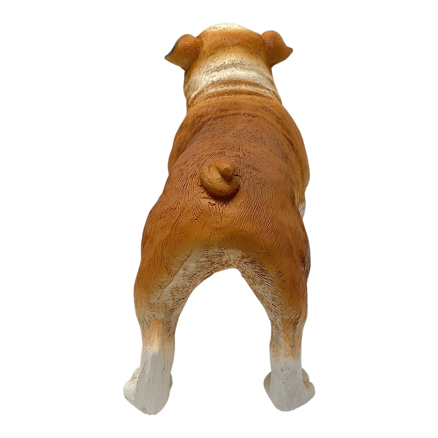 Fawn and White Standing Bulldog Dog Pet Resin Figurine 8 inches Long