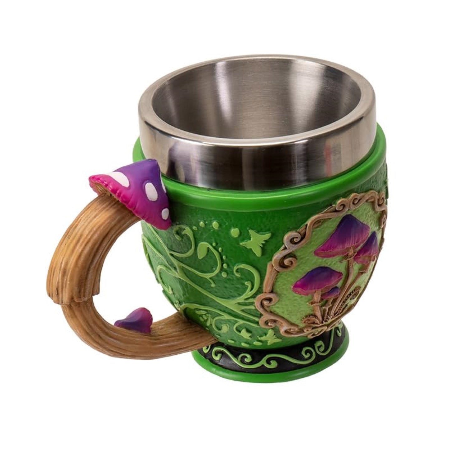 Mushroom Tea Cup 8 Floz Resin Mug with Stainless Steel Insert Forest Design Perfect for Tea and Coffee