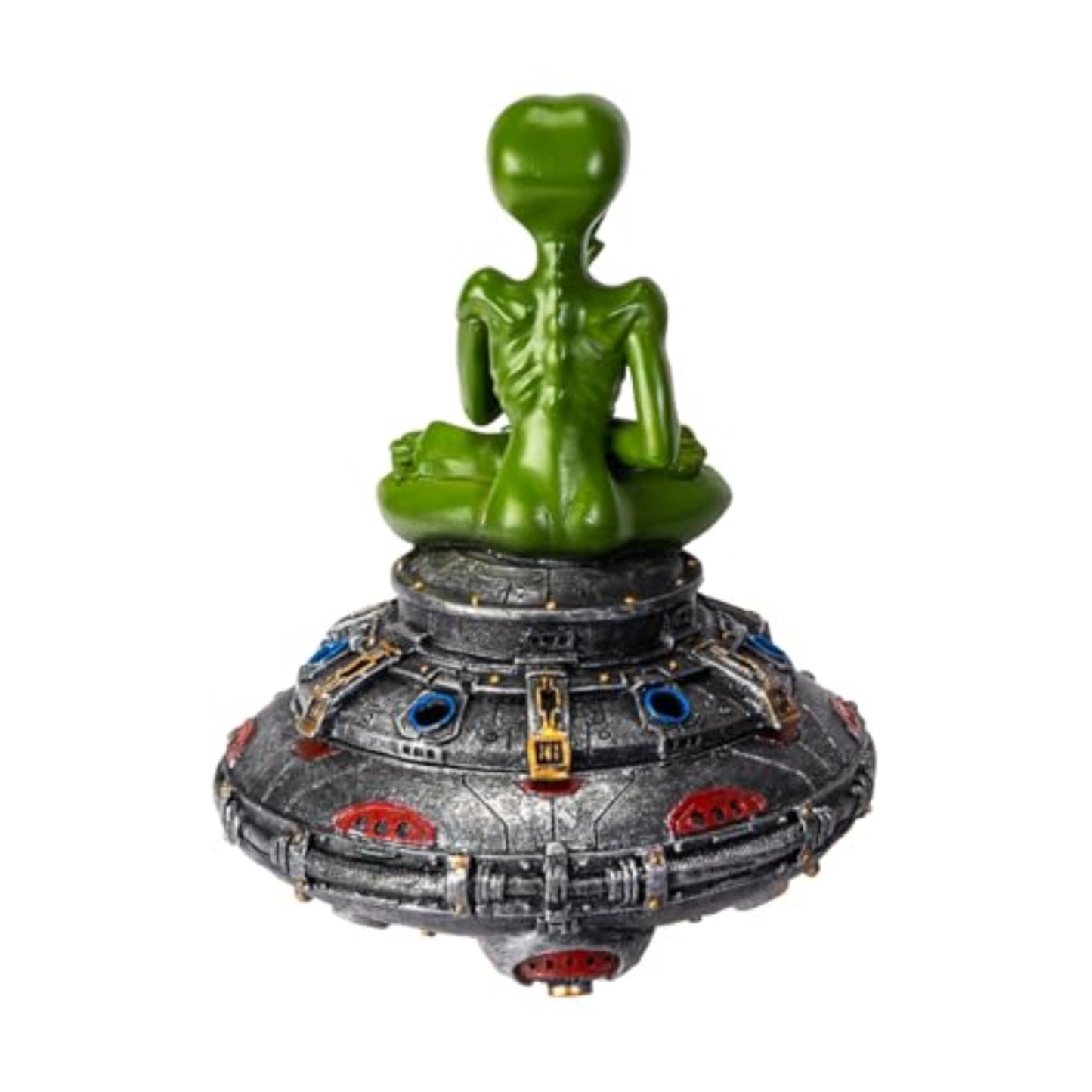 Cosmic Alien Incense Cone Burner Backflow Design Black and Silver Resin 5.9 inch