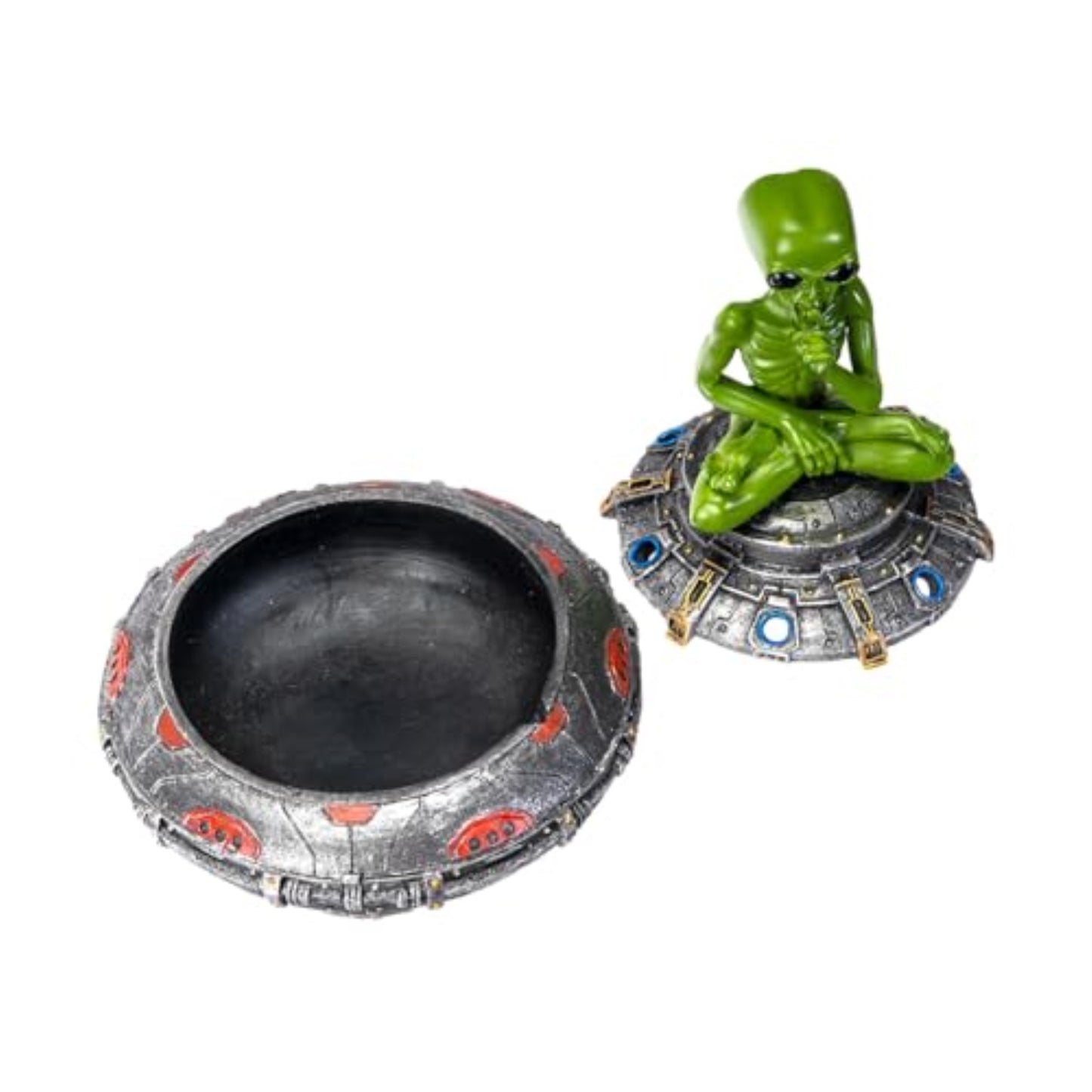 Cosmic Alien Incense Cone Burner Backflow Design Black and Silver Resin 5.9 inch