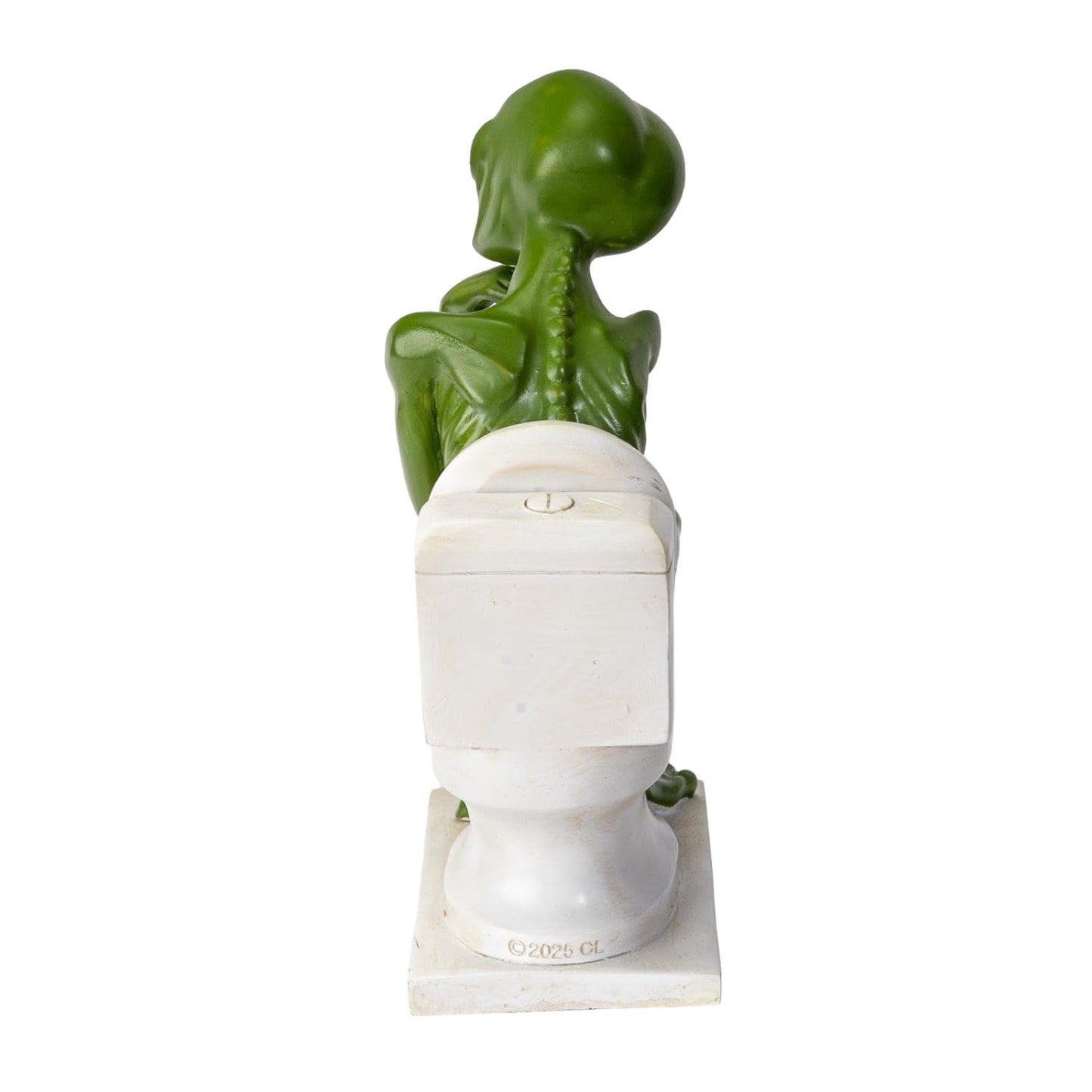 Green Alien Deep Thinker Sitting on Toilet Novelty Figurine Statue 5.8 inch