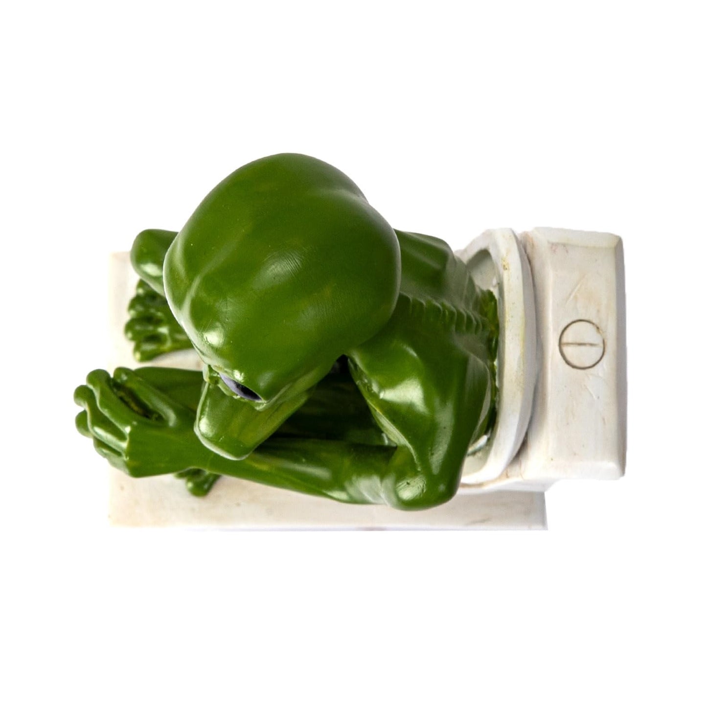 Green Alien Deep Thinker Sitting on Toilet Novelty Figurine Statue 5.8 inch