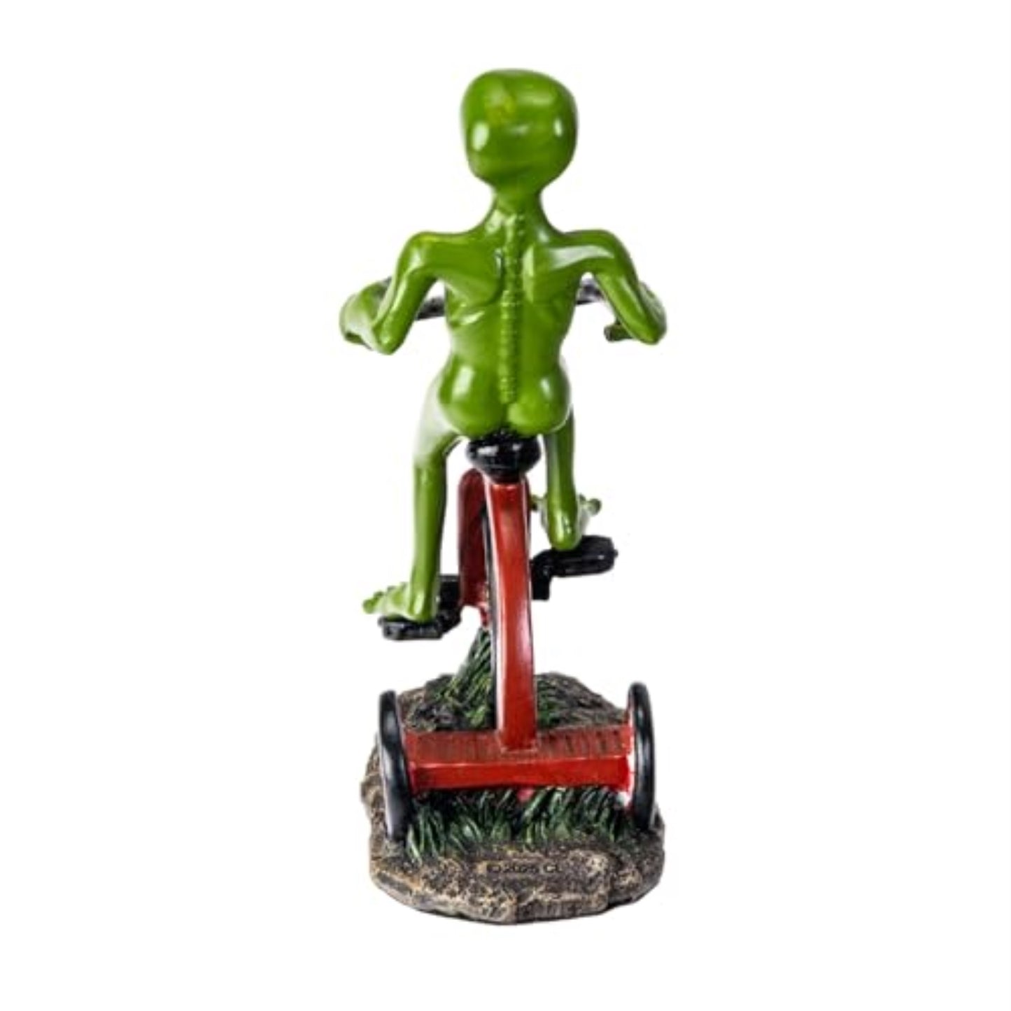 Green Alien Riding Tricycle Figurine Sci Fi Extraterrestrial Alien Go Home Theme 6.7 inch