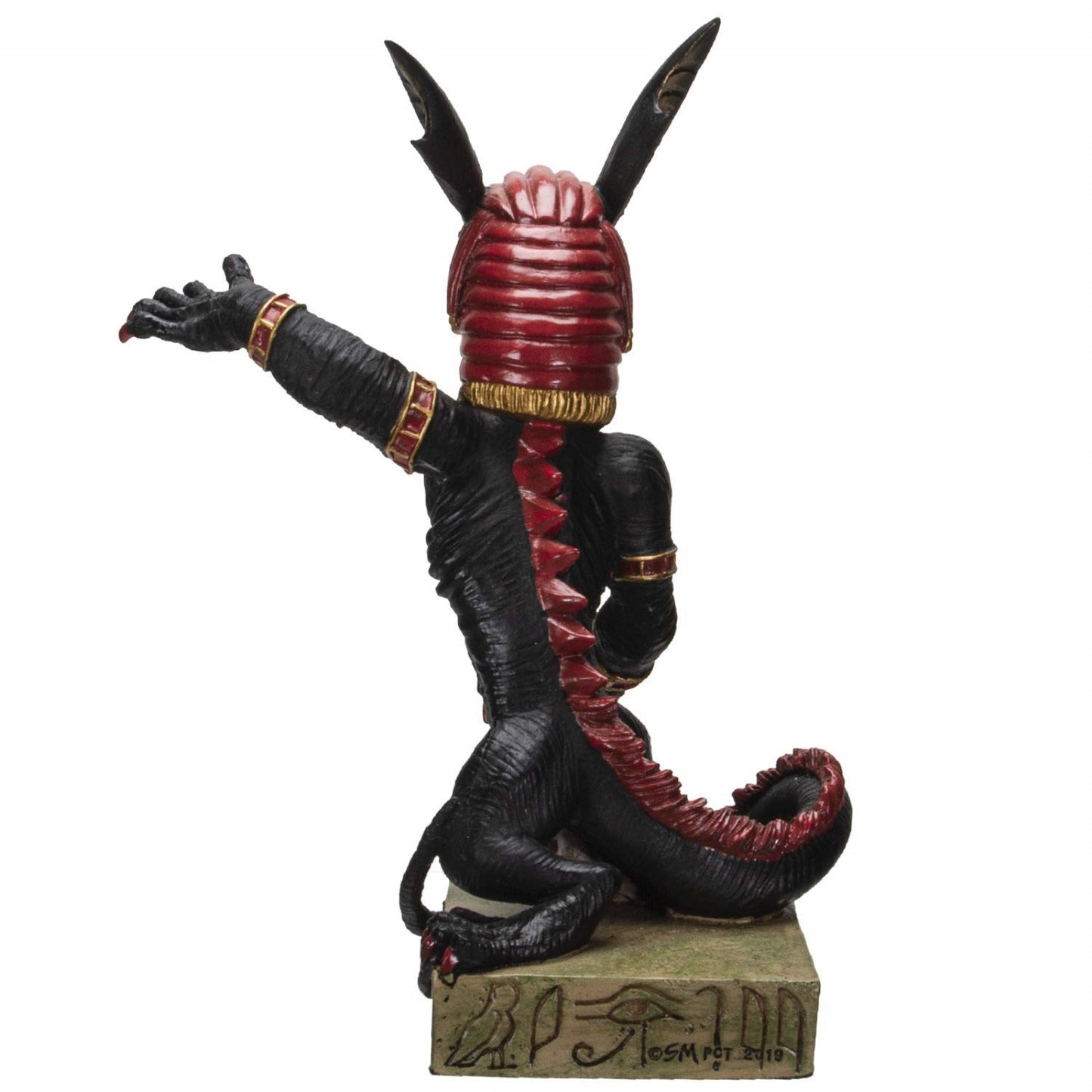 Egyptian God Of War Chaos Desert Seth On Hieroglyphic Base With Skulls Figurine 8 inch