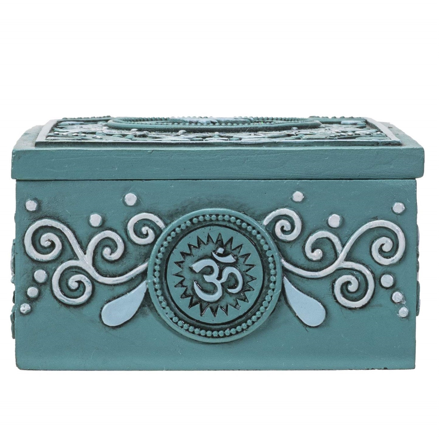 Mandala and Ohm Symbol Sculptural Jewelry Trinket Keepsake Tarot Box