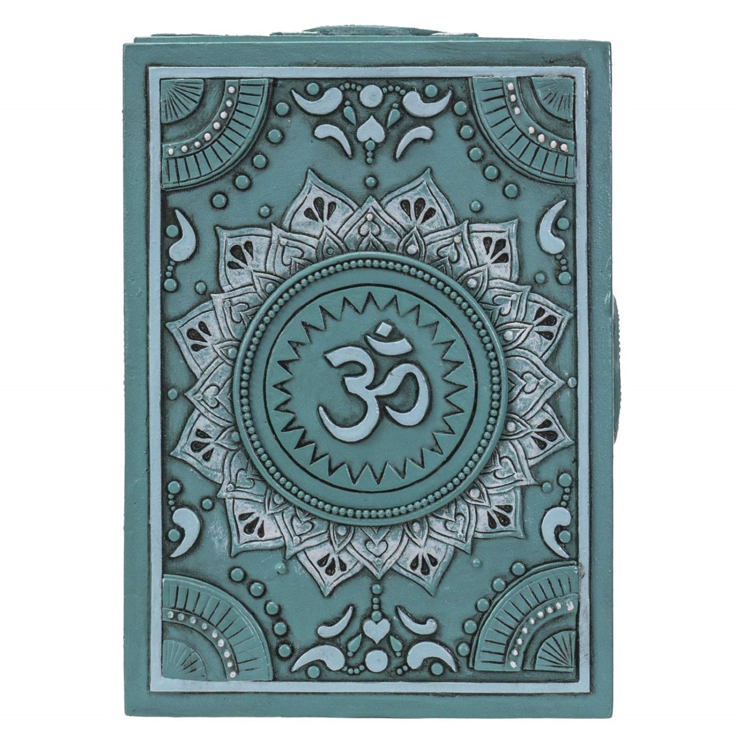 Mandala and Ohm Symbol Sculptural Jewelry Trinket Keepsake Tarot Box