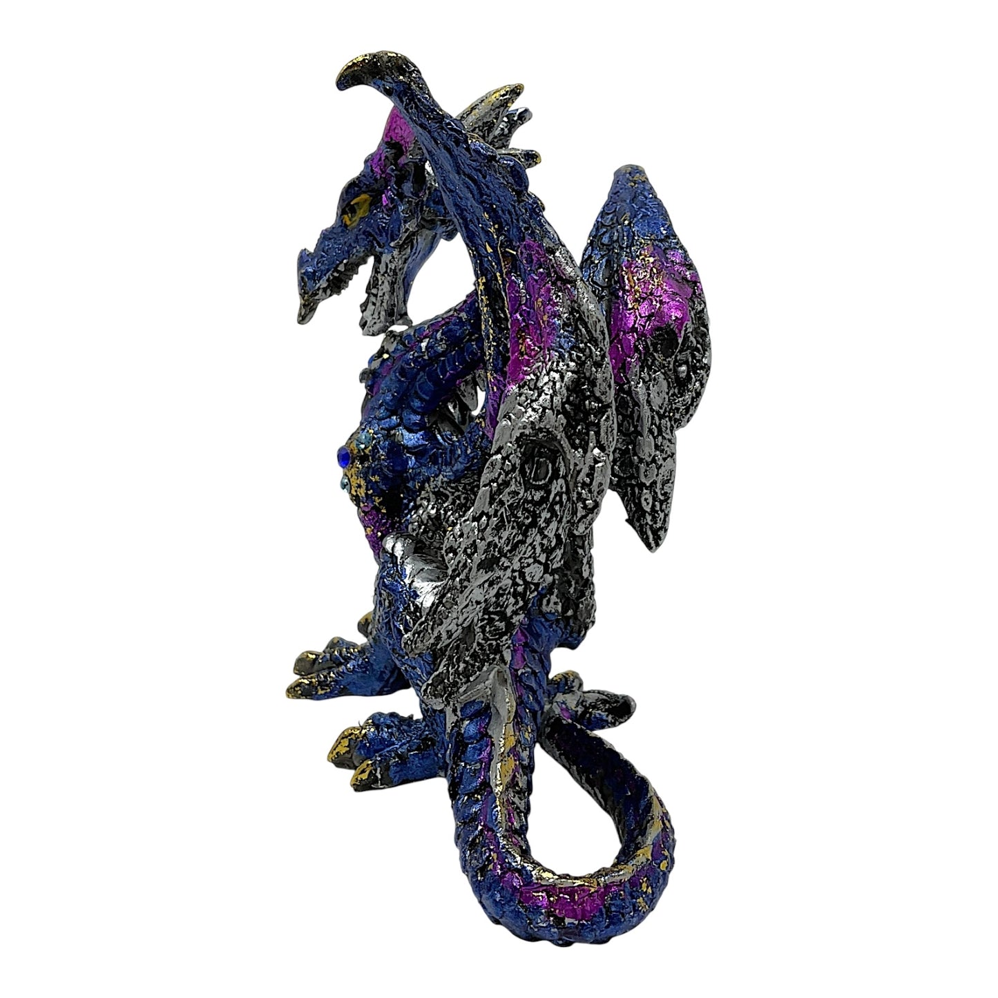 Blue Dragon with Gems Medieval Fantasy Figurine Sculpture Statue Decoration 4.5 inch
