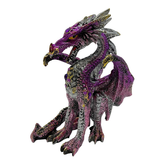 Purple Dragon with Gems Medieval Fantasy Figurine Sculpture Statue Decoration 5 inch