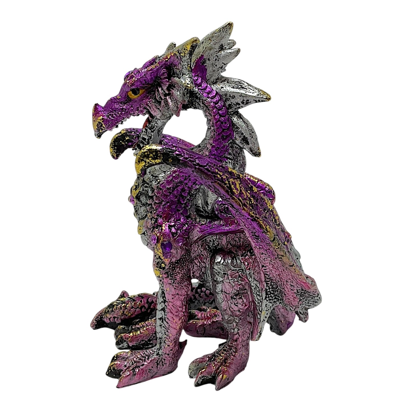Purple Dragon with Gems Medieval Fantasy Figurine Sculpture Statue Decoration 5 inch