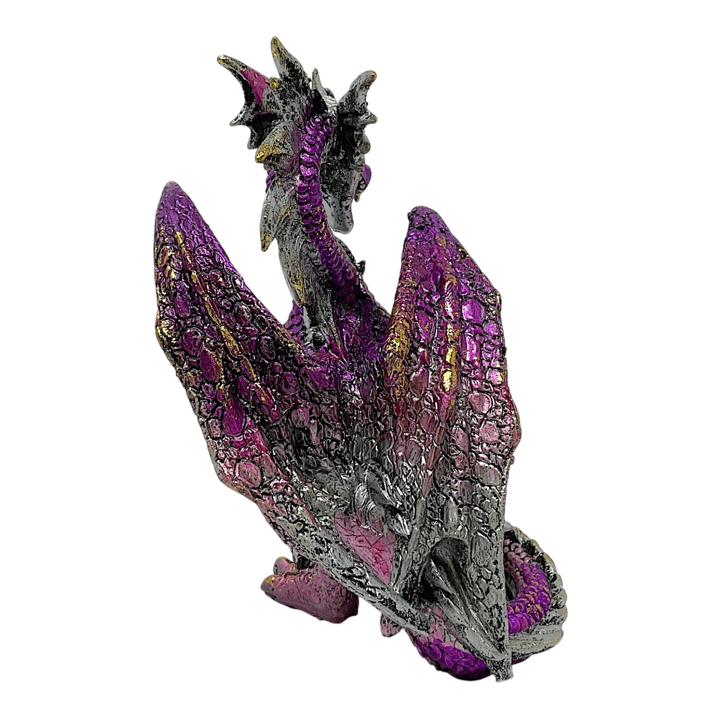 Purple Dragon with Gems Medieval Fantasy Figurine Sculpture Statue Decoration 5 inch