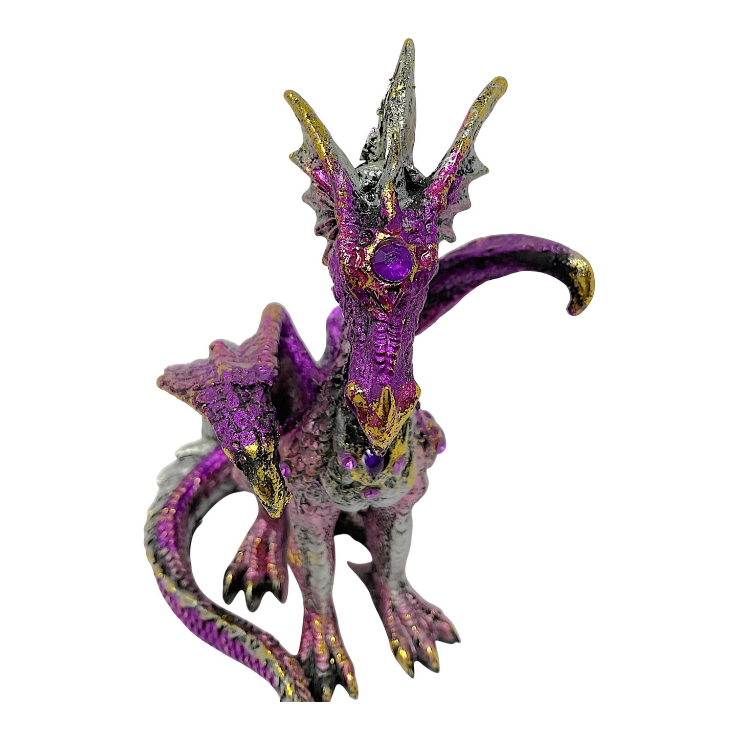 Purple Dragon with Gems Medieval Fantasy Figurine Sculpture Statue Decoration 5 inch