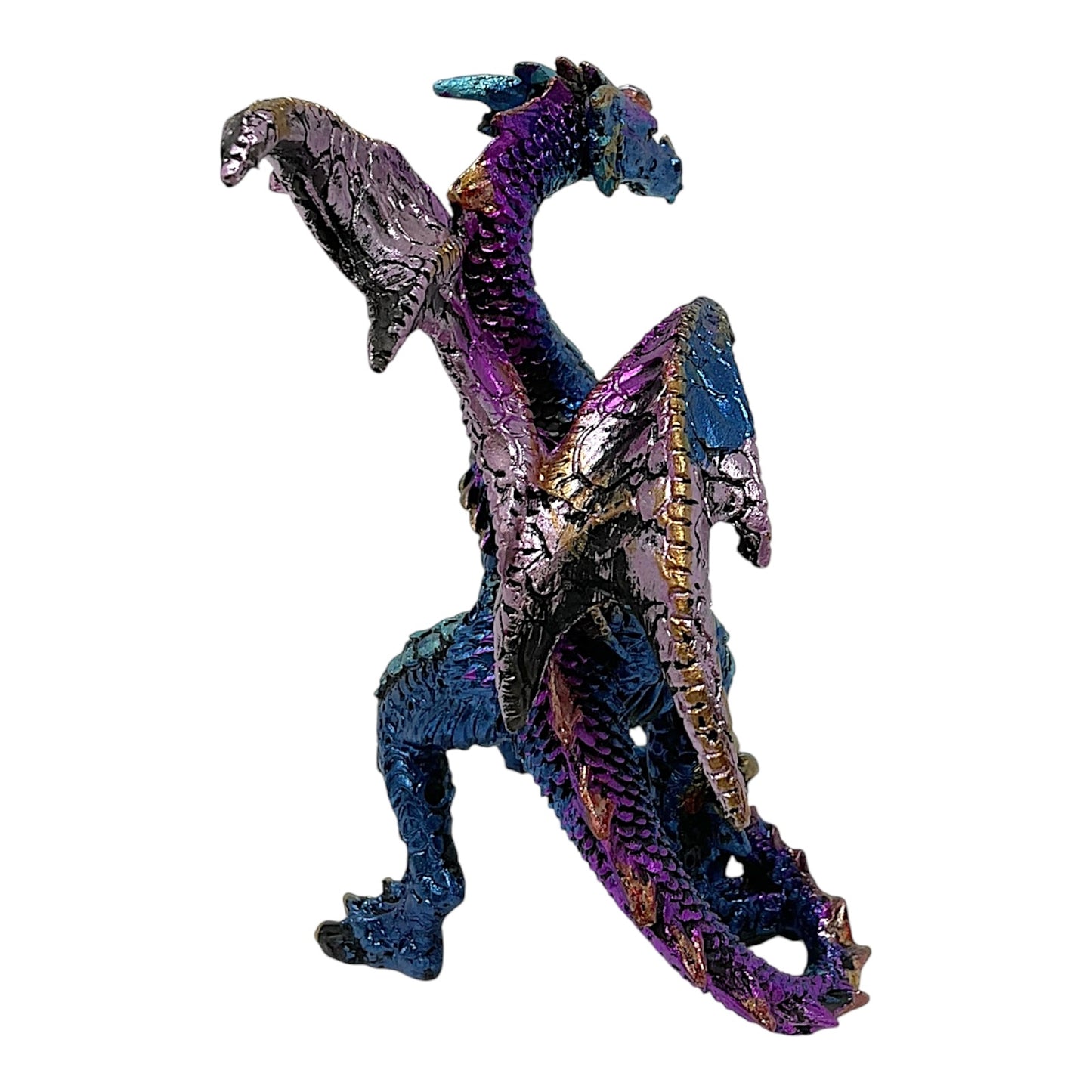 Blue and Purple Dragon with Gemstones Statue Figurine Mythical Fantasy Collectible Statuette 4.5 inch
