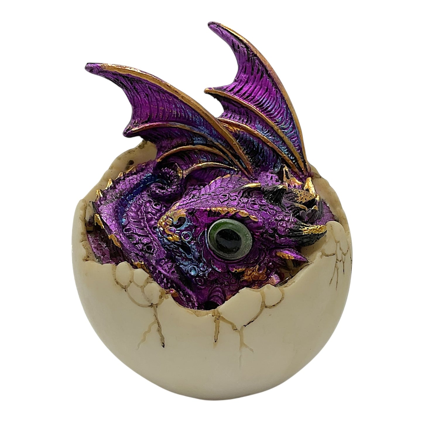 Purple Baby Dragon Hatching from an Egg Medieval Fantasy Figurine 4 inch
