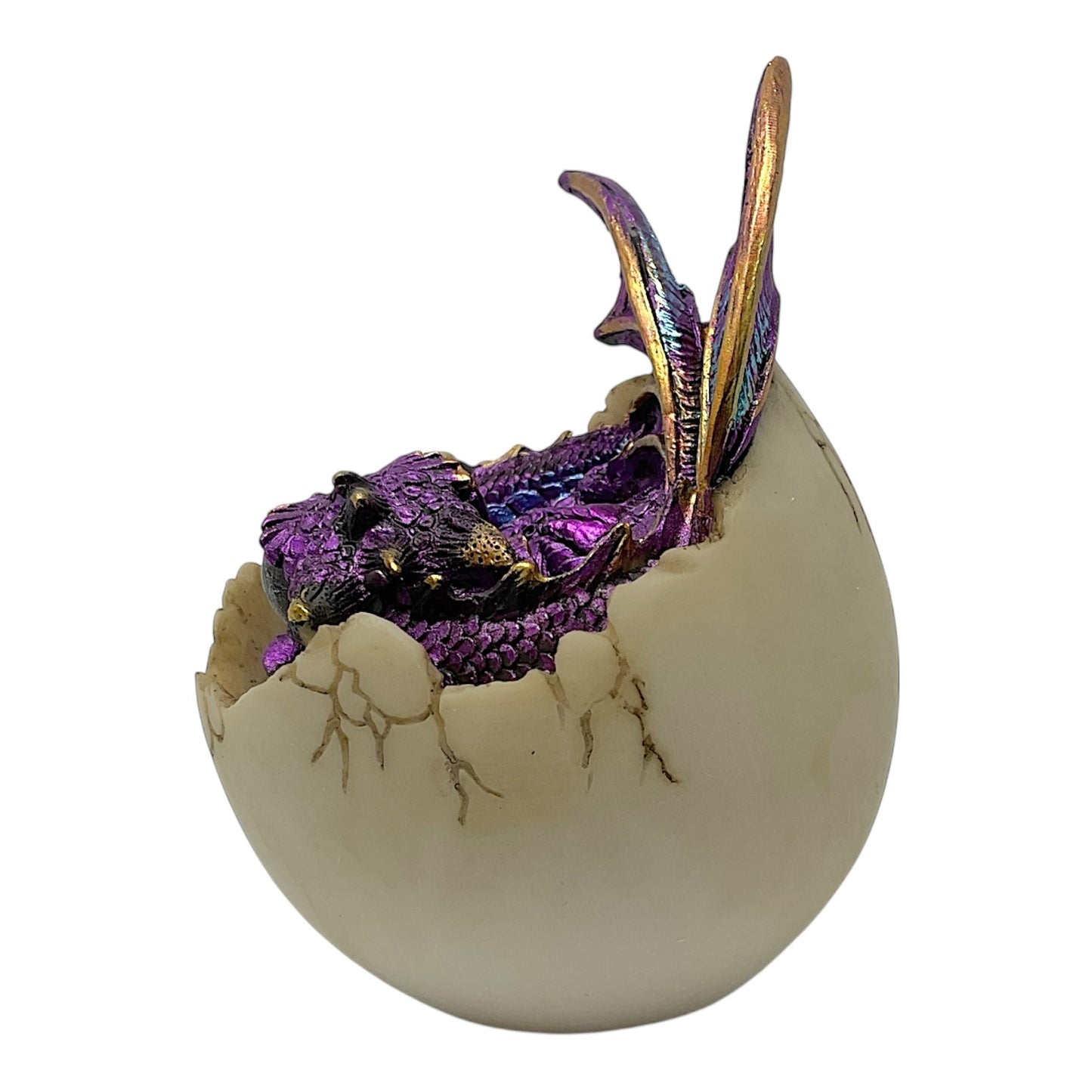 Purple Baby Dragon Hatching from an Egg Medieval Fantasy Figurine 4 inch