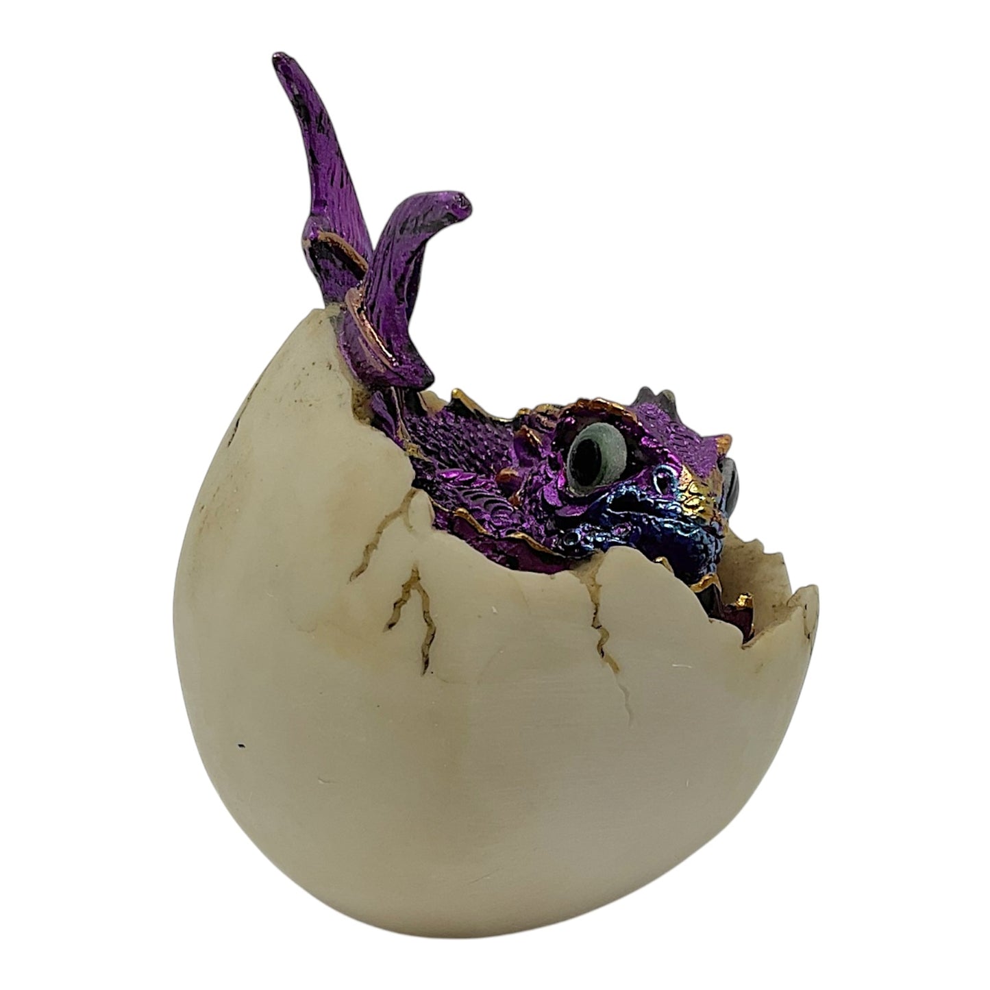 Purple Baby Dragon Hatching from an Egg Medieval Fantasy Figurine 4 inch