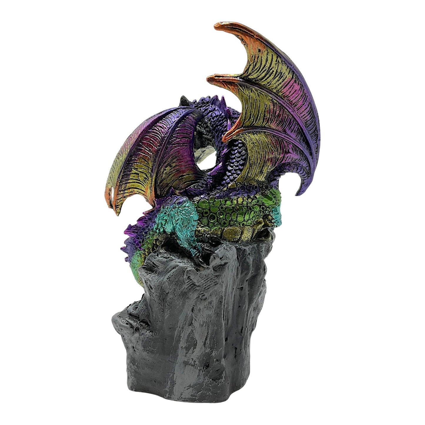Green and Purple Dragon with LED Light up Color Changing Crystals Fantasy Figurine 7.25 inch