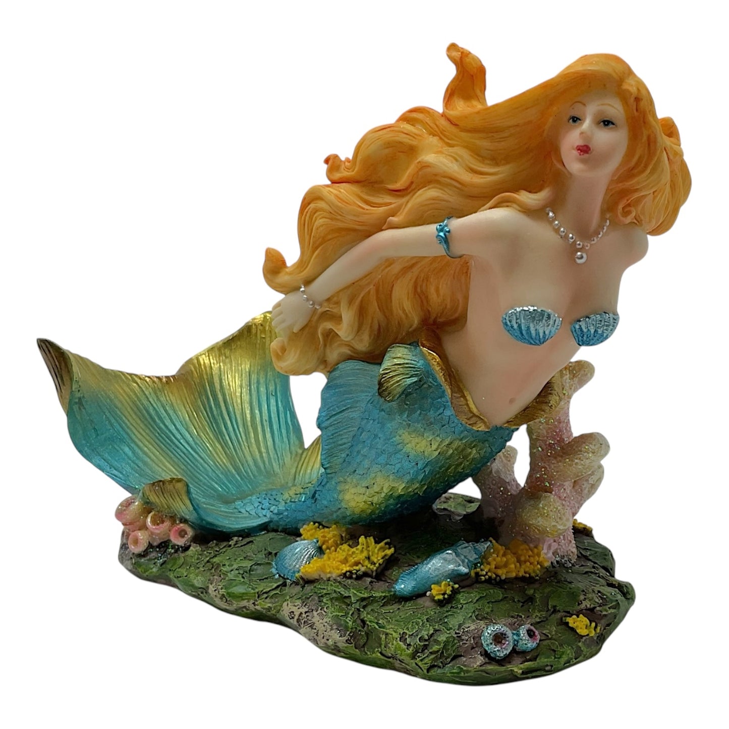 Turquoise Mermaid Decorative Wine Bottle Holder Nautical Sea Life Kitchen Decor 8 x 6.25 inch