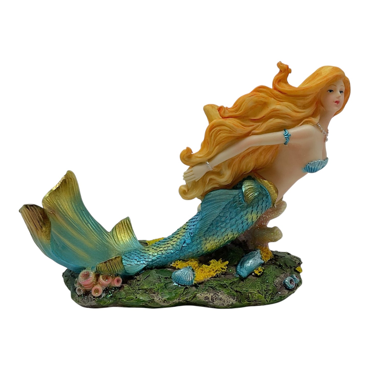 Turquoise Mermaid Decorative Wine Bottle Holder Nautical Sea Life Kitchen Decor 8 x 6.25 inch