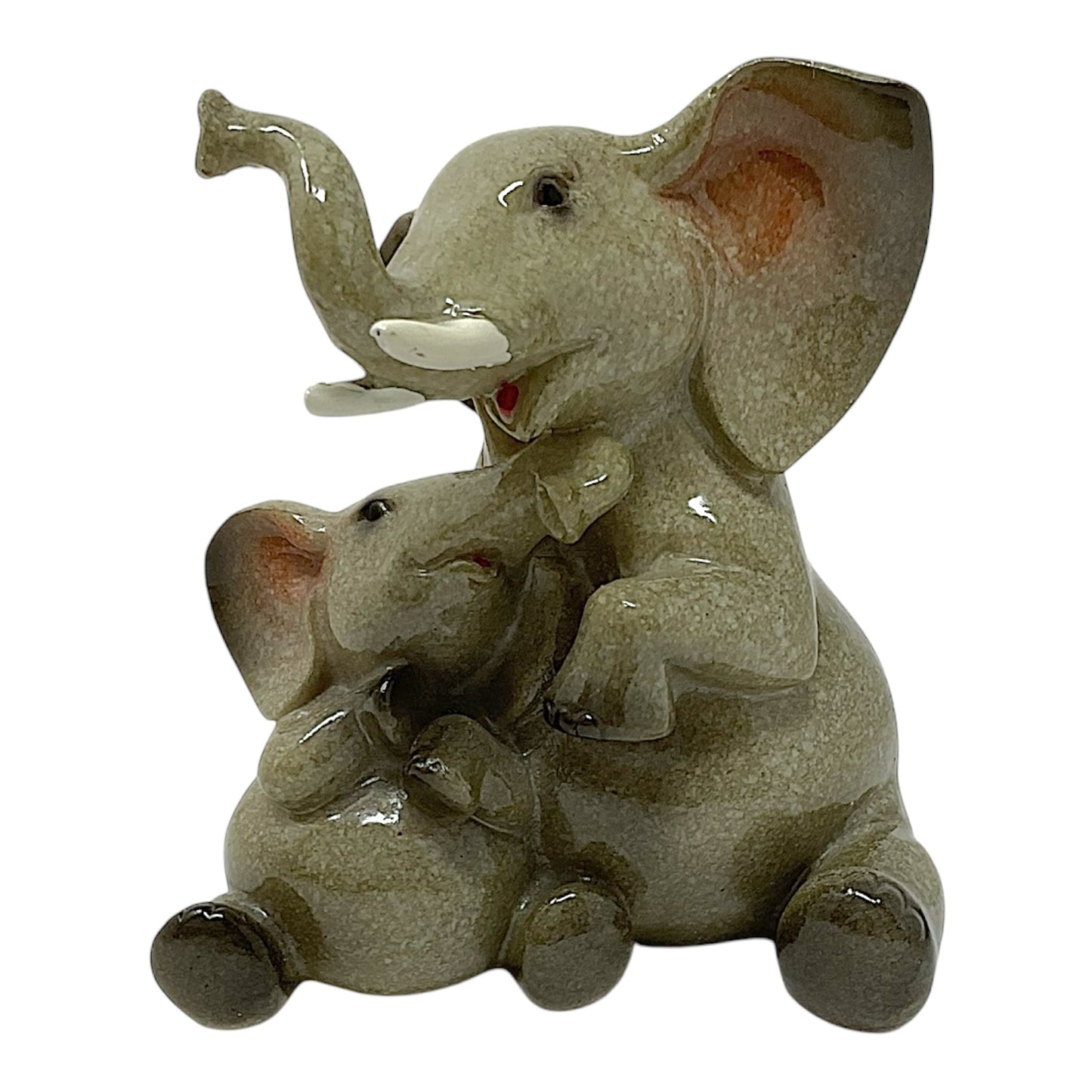 Grey Elephant With Baby Calf Resin Figurine Home Decoration 3.25 x 3.75 inch