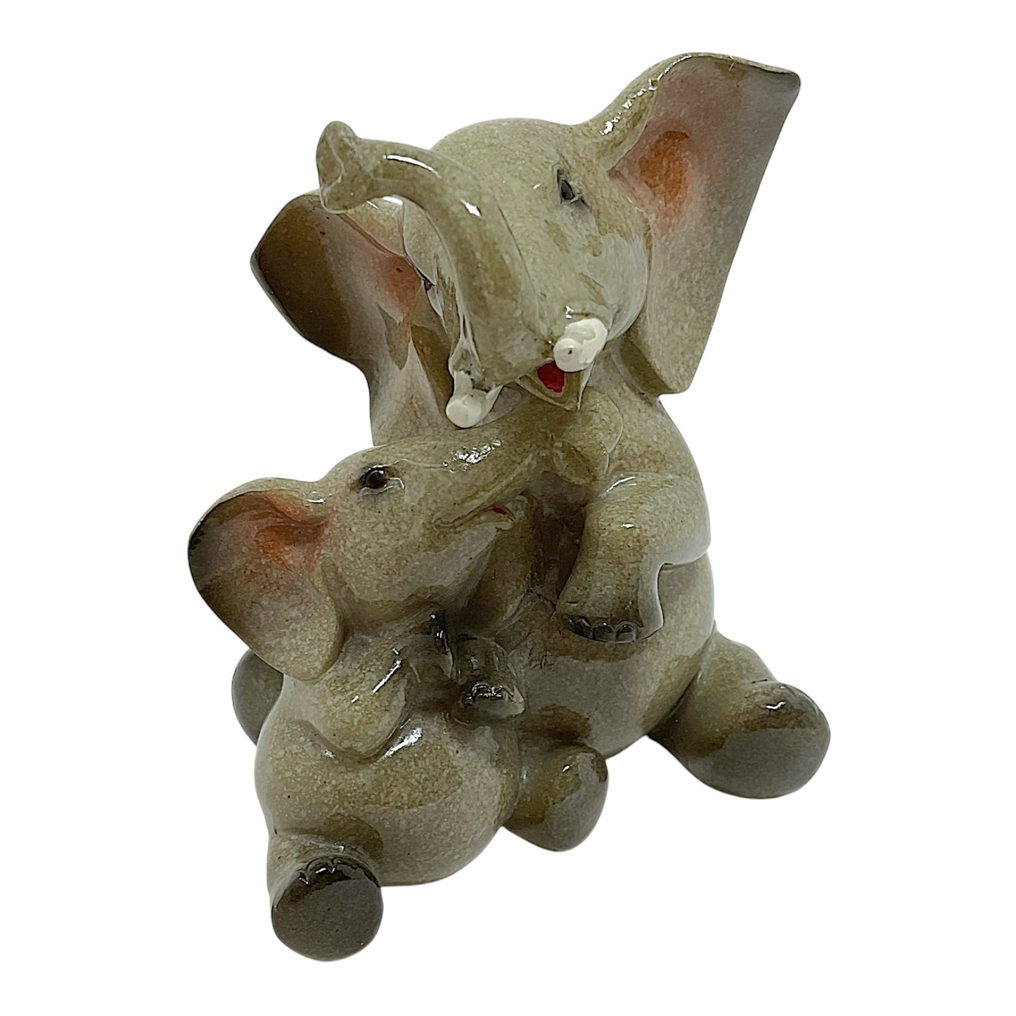 Grey Elephant With Baby Calf Resin Figurine Home Decoration 3.25 x 3.75 inch