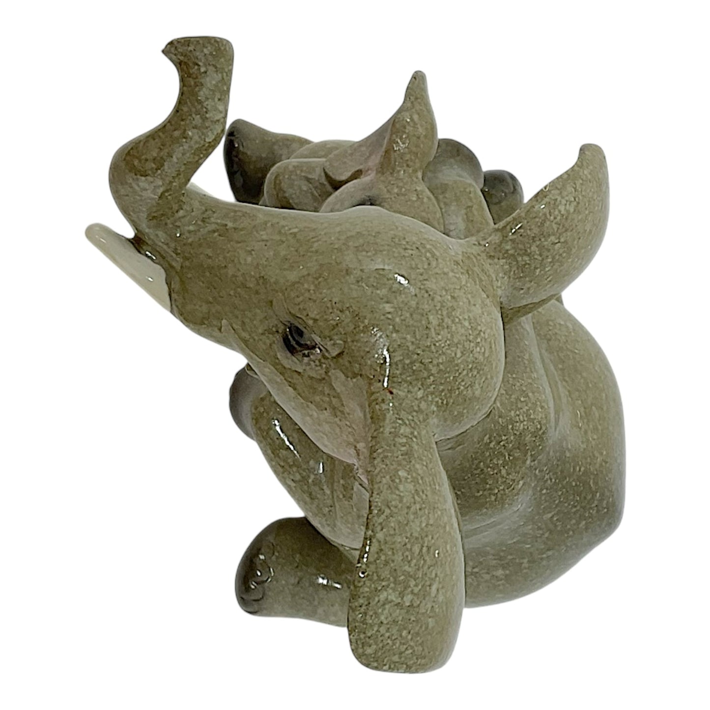 Grey Elephant With Baby Calf Resin Figurine Home Decoration 3.25 x 3.75 inch