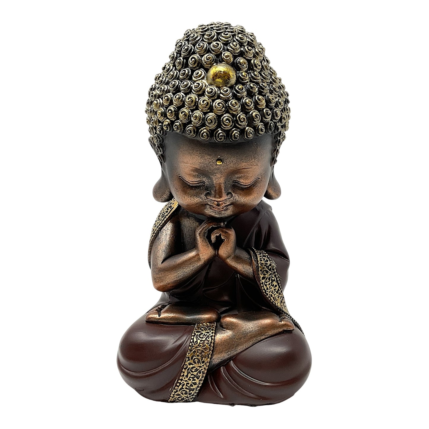 Golden Sitting Buddha Figurine 8.25 Inch Buddhism Meditation Statuette