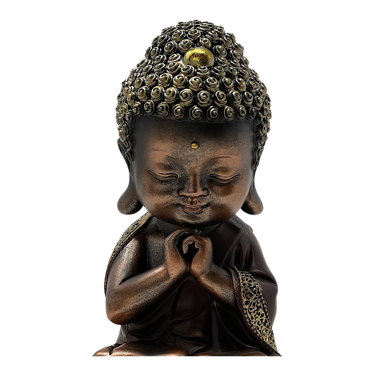 Golden Sitting Buddha Figurine 8.25 Inch Buddhism Meditation Statuette