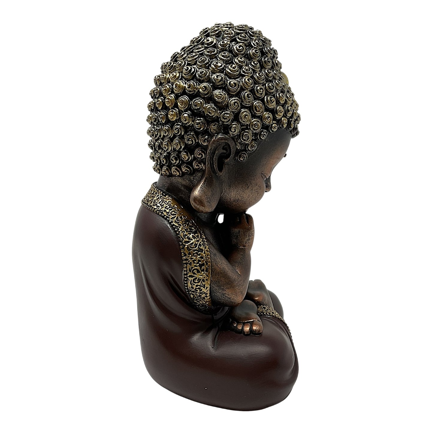 Golden Sitting Buddha Figurine 8.25 Inch Buddhism Meditation Statuette