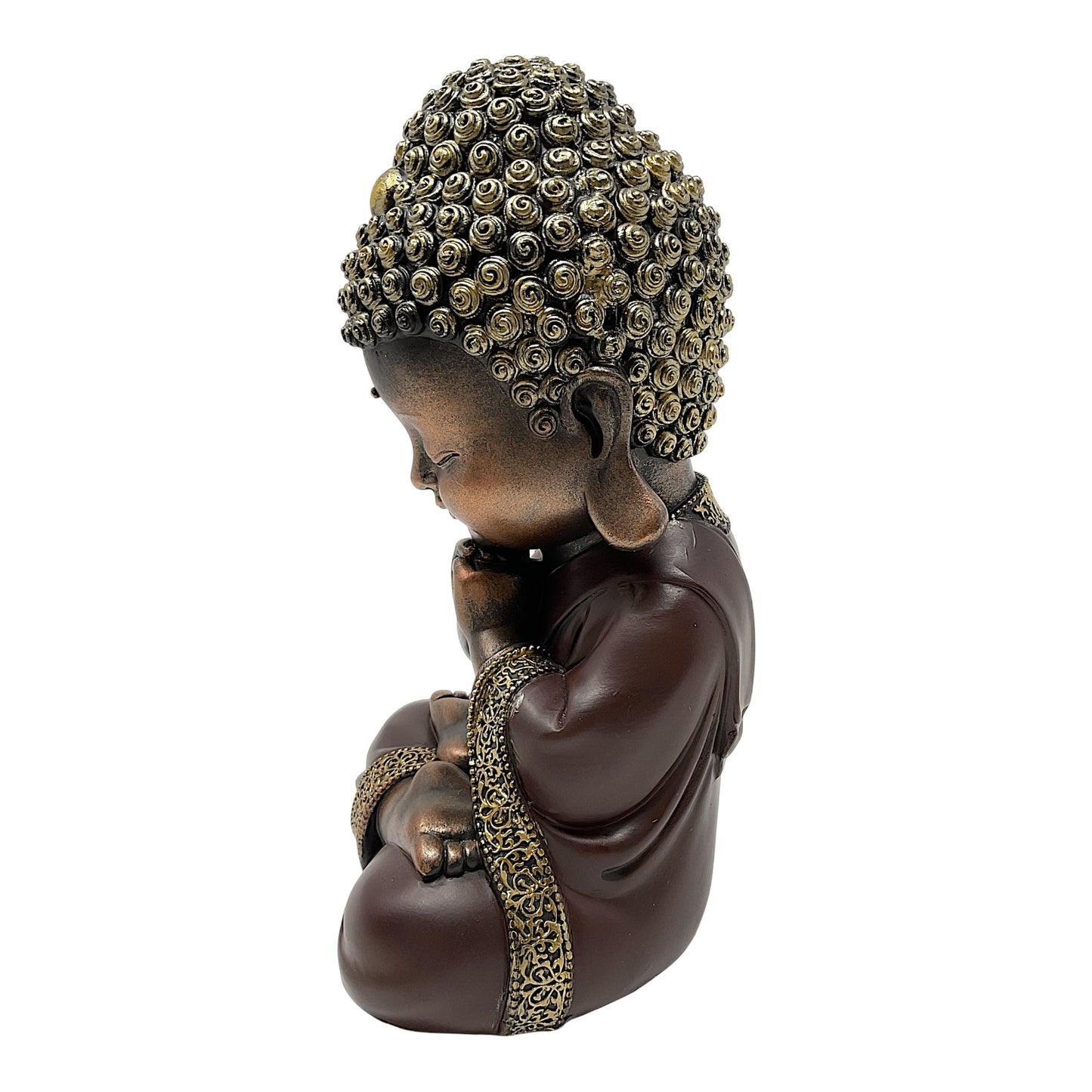 Golden Sitting Buddha Figurine 8.25 Inch Buddhism Meditation Statuette