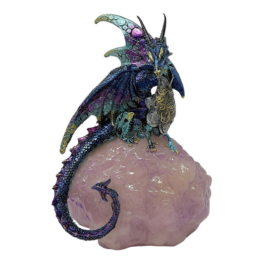 Blue Armored Dragon on Purple Cloud Figurine Fantasy Home Decoration 6.25 Inches High