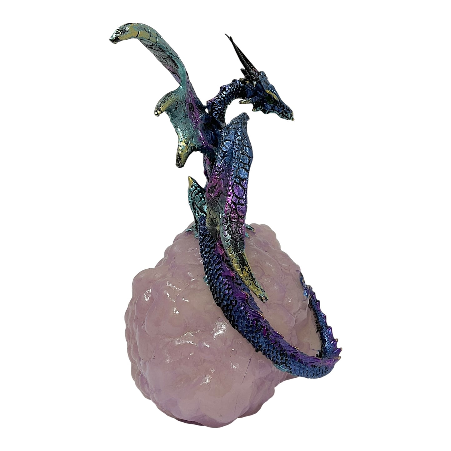 Blue Armored Dragon on Purple Cloud Figurine Fantasy Home Decoration 6.25 Inches High