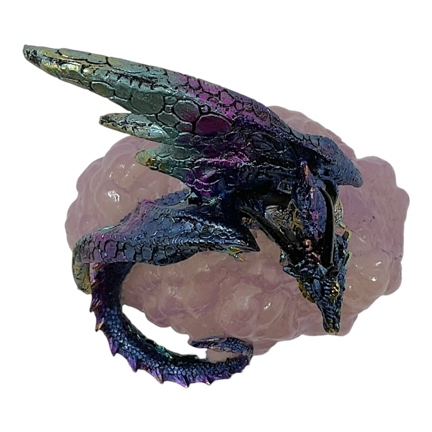 Blue Armored Dragon on Purple Cloud Figurine Fantasy Home Decoration 6.25 Inches High