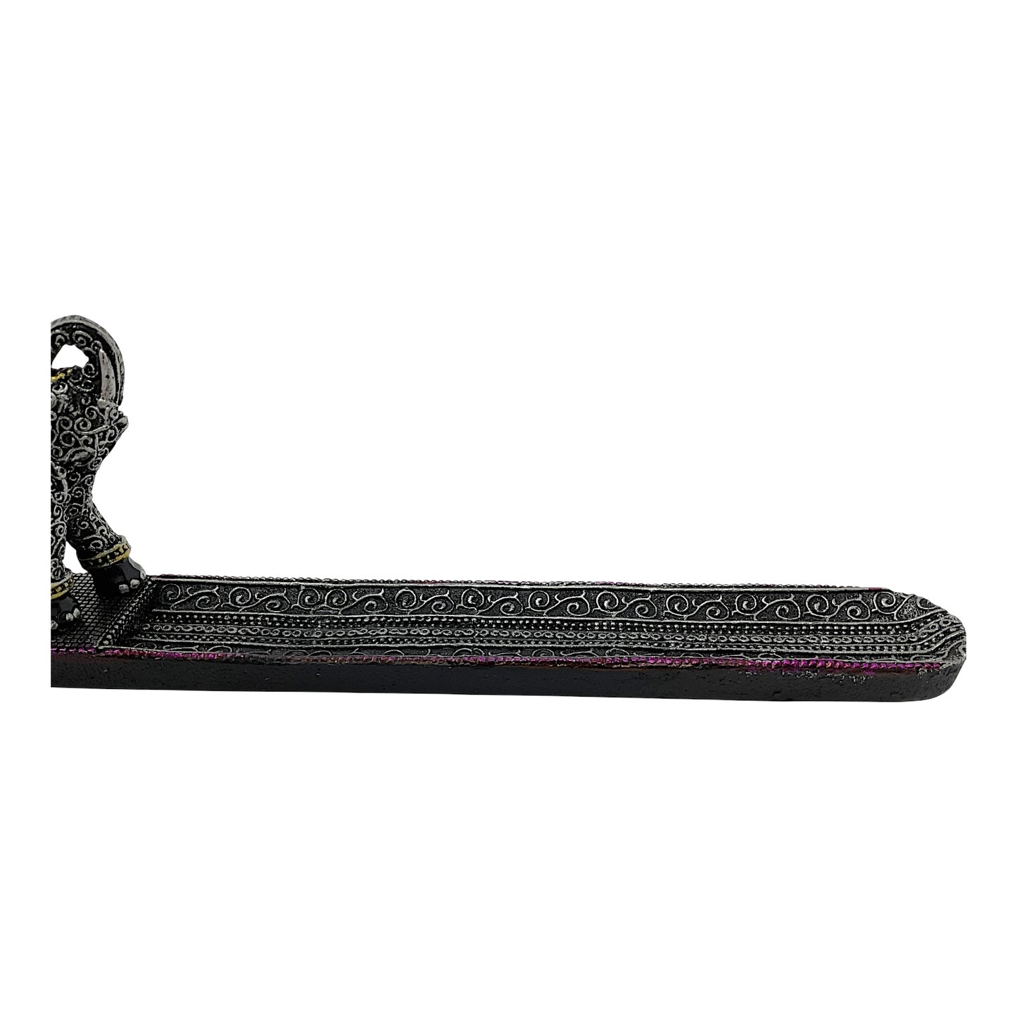 Black Thai Elephant with Trunk Raised Incense Burner Holder Home Decoration 9.5 x 2.75 inch