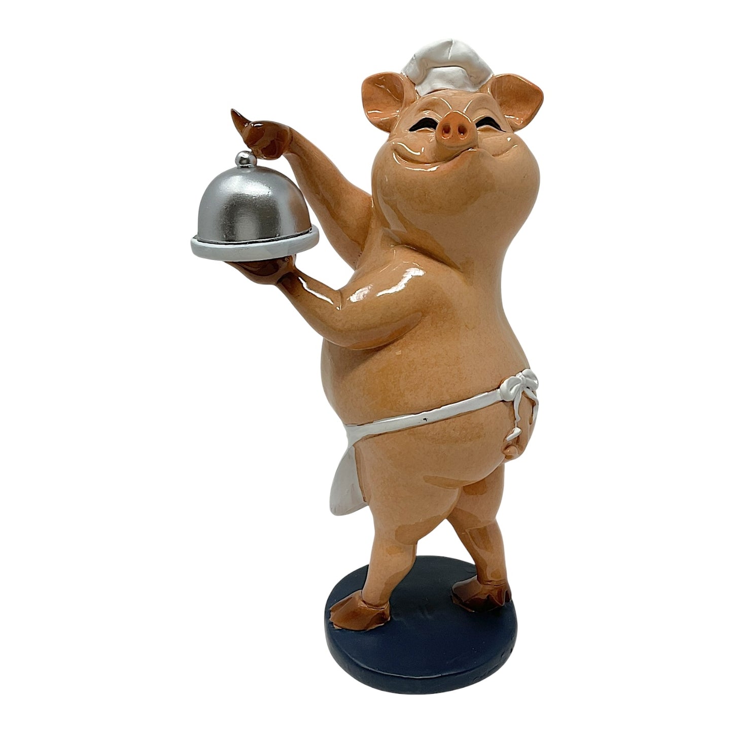 Pink Piggy Chef with Apron and Chefs Hat Figurine Kitchen Decoration 7.75 inch
