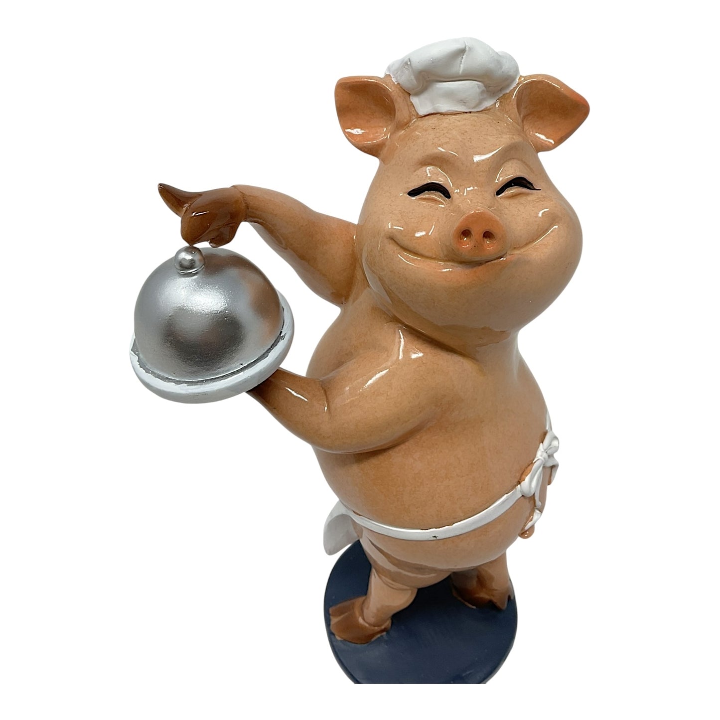 Pink Piggy Chef with Apron and Chefs Hat Figurine Kitchen Decoration 7.75 inch