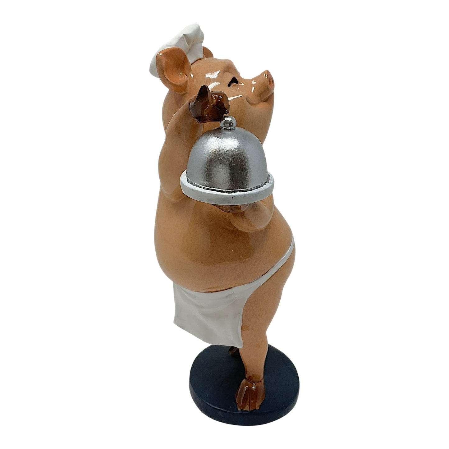 Pink Piggy Chef with Apron and Chefs Hat Figurine Kitchen Decoration 7.75 inch