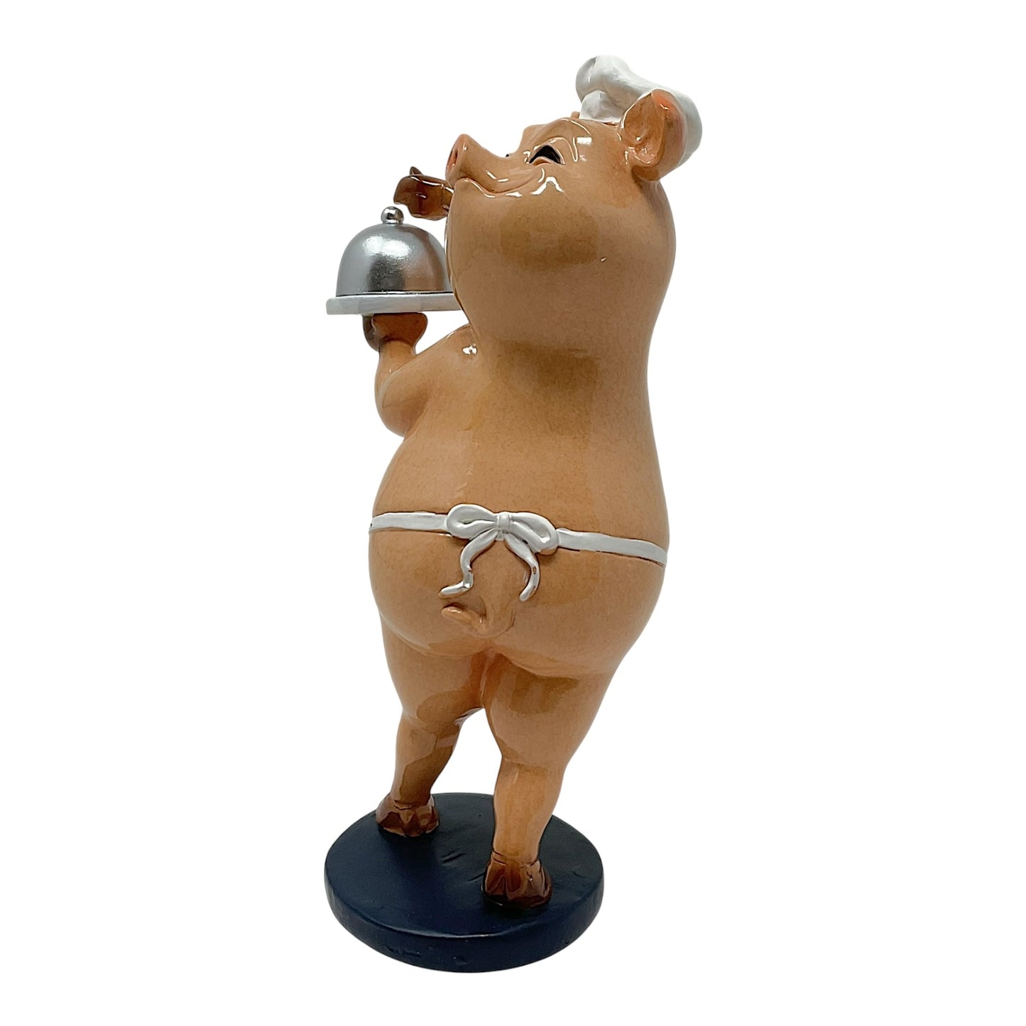Pink Piggy Chef with Apron and Chefs Hat Figurine Kitchen Decoration 7.75 inch