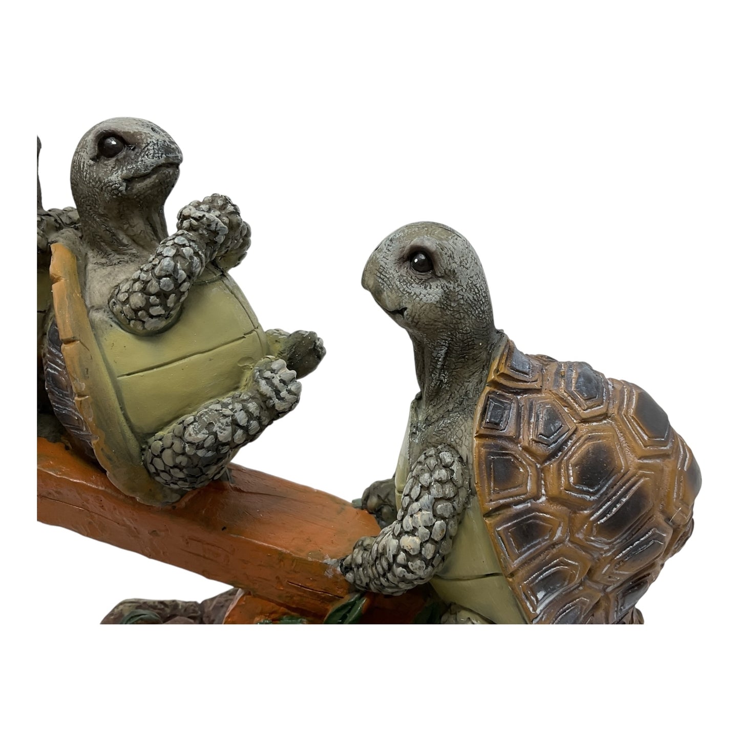 Green Turtle Family Having Fun on a Seesaw Decorative Statuette Figurine 7.25 x 6.5 inch
