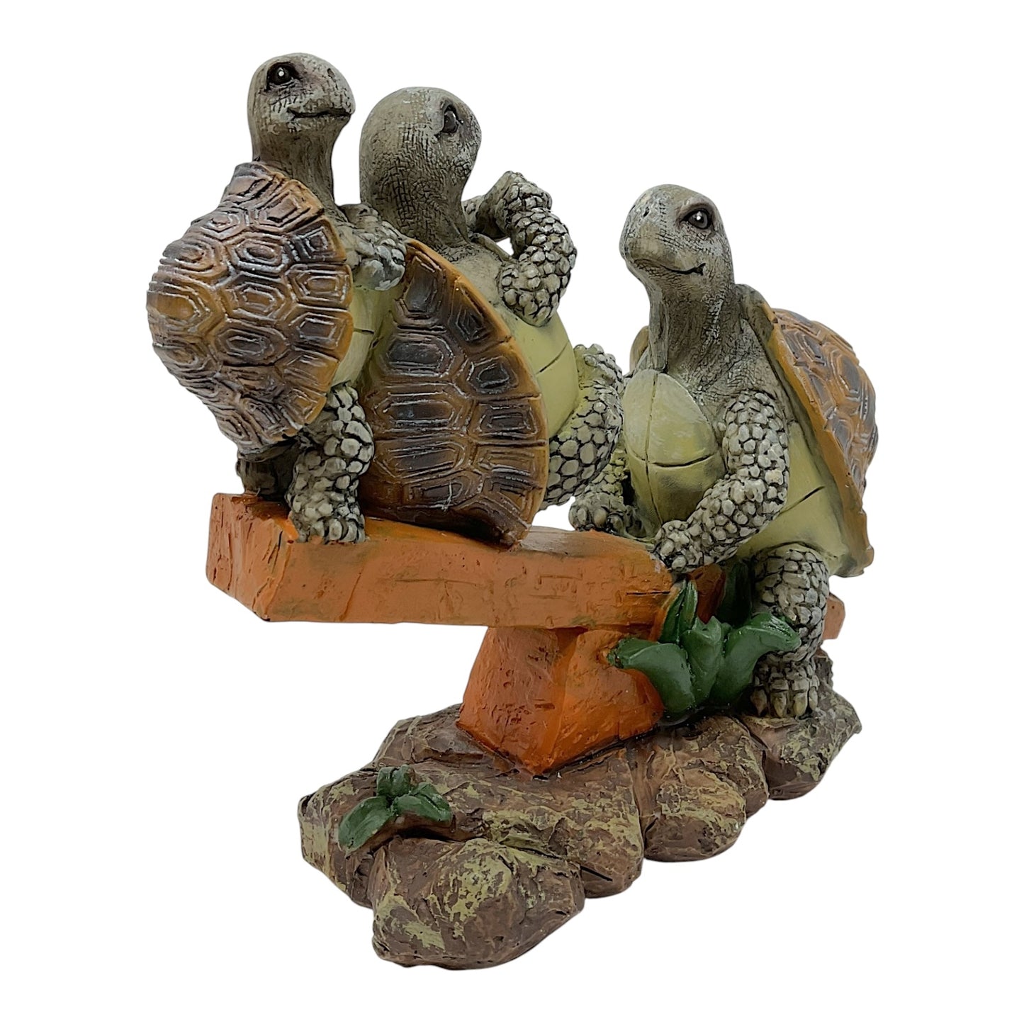 Green Turtle Family Having Fun on a Seesaw Decorative Statuette Figurine 7.25 x 6.5 inch