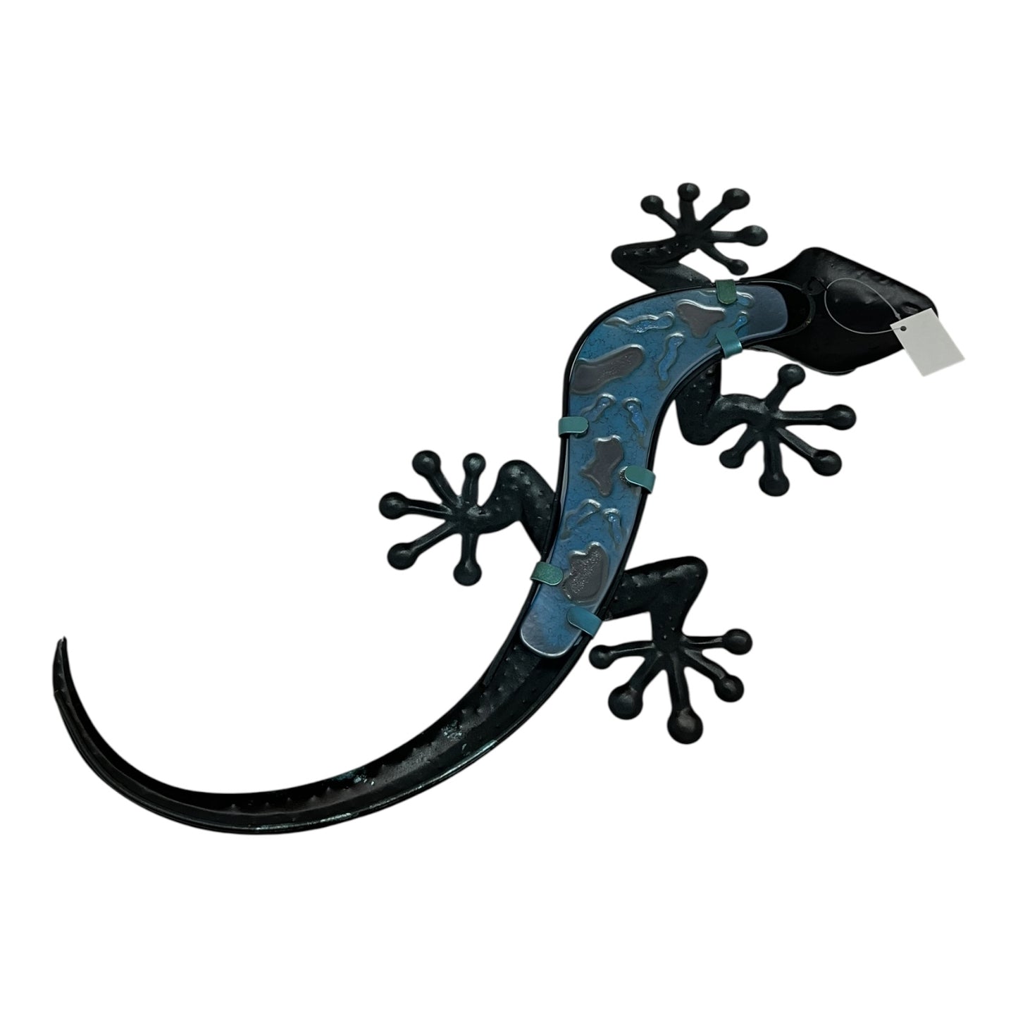 Turquoise and Copper Lizard Gecko Metal Outdoor Hanging Wall Decoration 12 x 18.5 inch