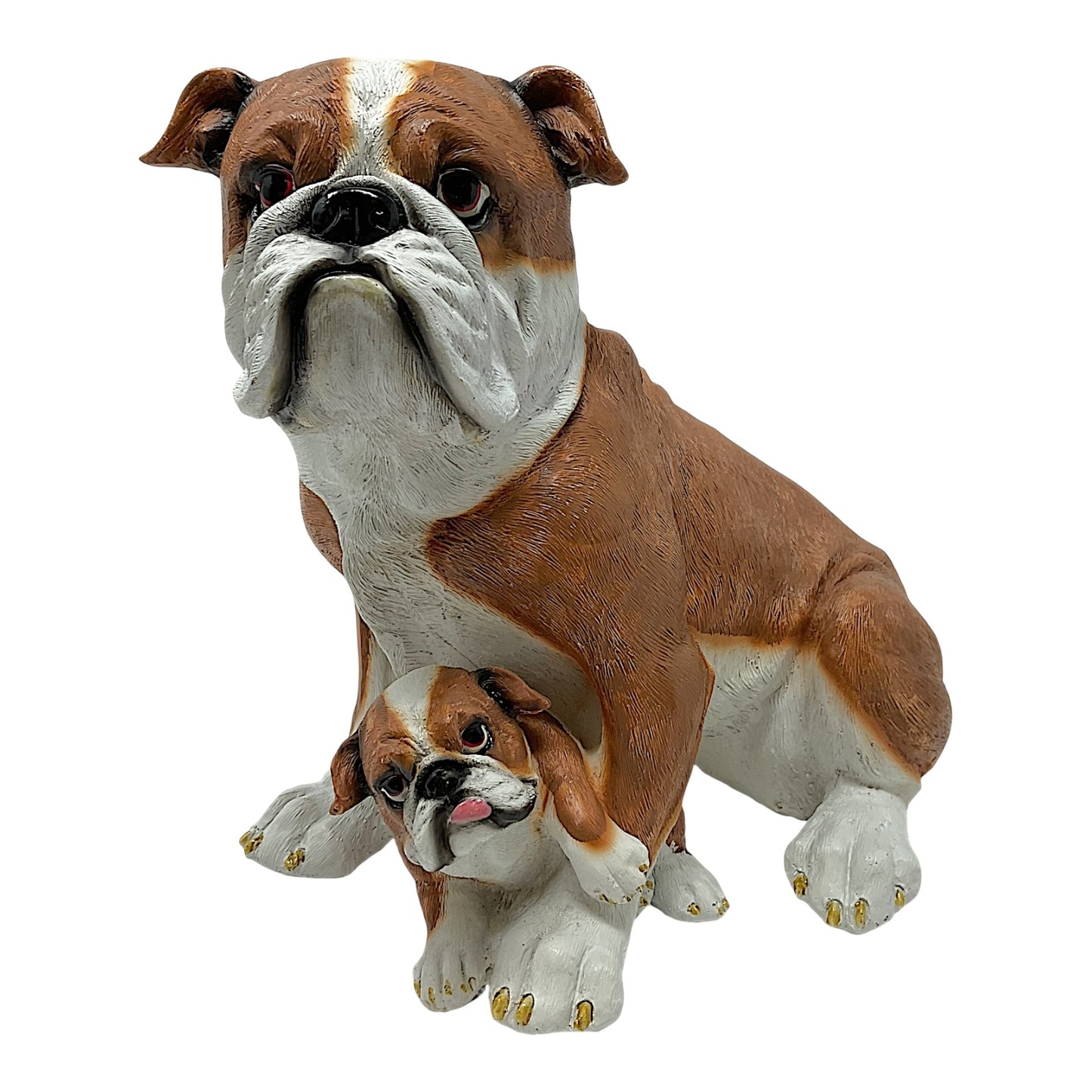 Bulldog with Puppy Dog Pet Statue Figurine Home Decoration 11.5 x 9.75 inch