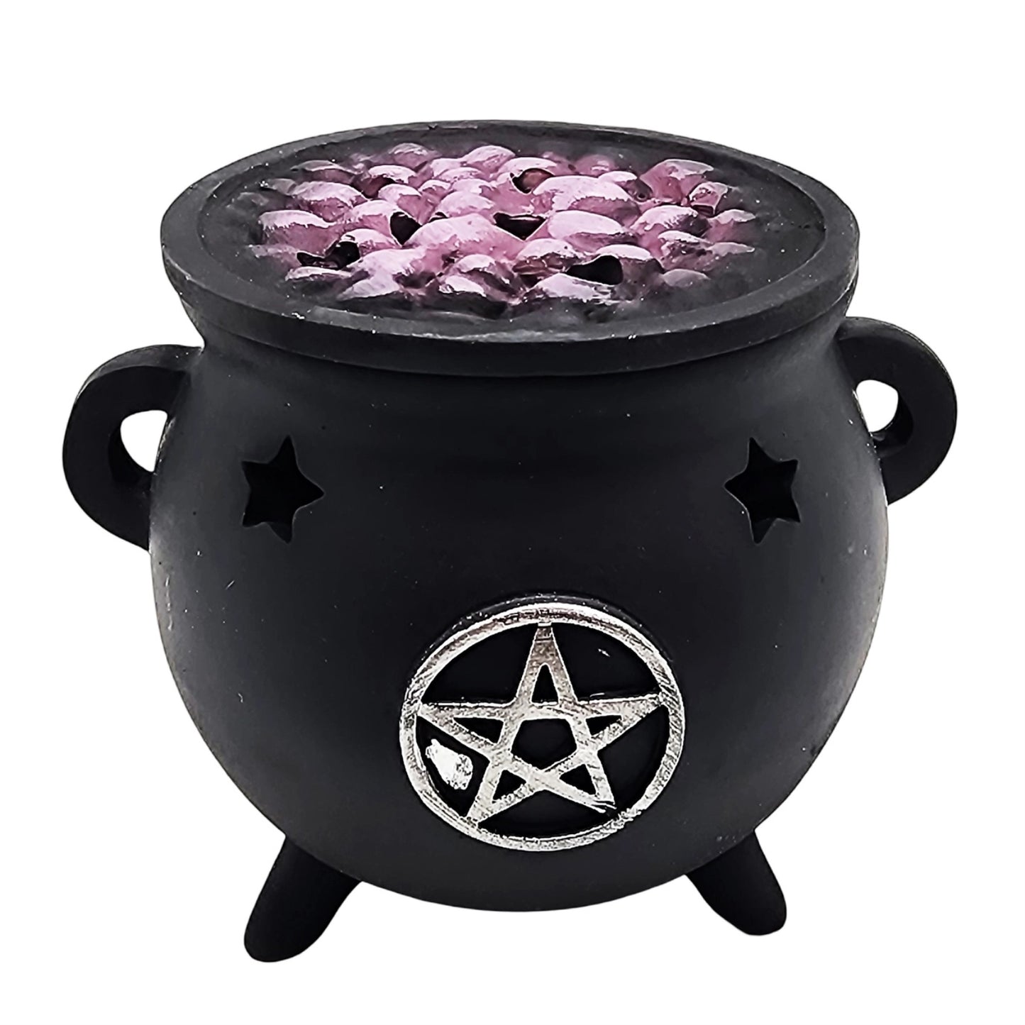 Fantasy Gifts Black Cauldron Incense Cone Burner 3 inch Mini Witchy Cauldron with Pentagram for Witchcraft Wicca Pagan